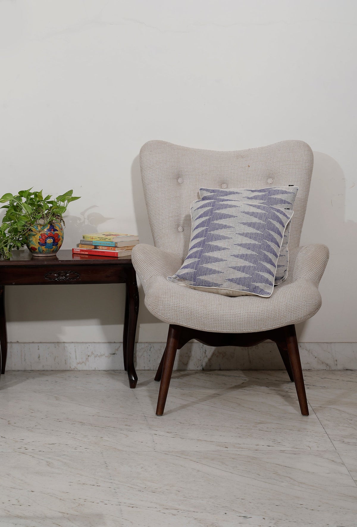 Set of 2: Sky Blue Handcrafted Jacquard Cushion Covers