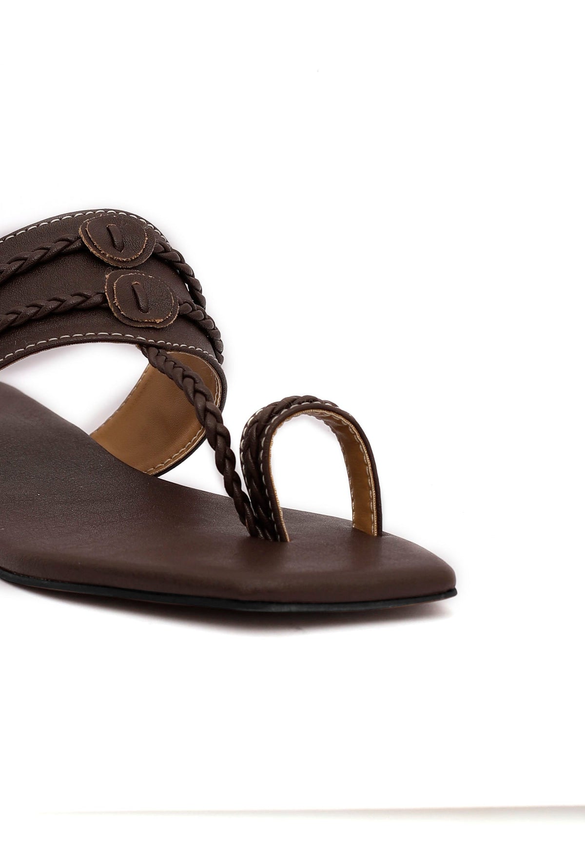 Dark Brown Cruelty Free Leather Kolhapuri サイズ EU36