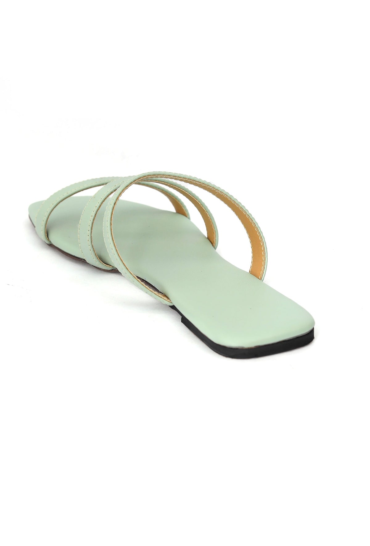 Mint Green Three Strap Cruelty Free Leather Flats サイズ EU36