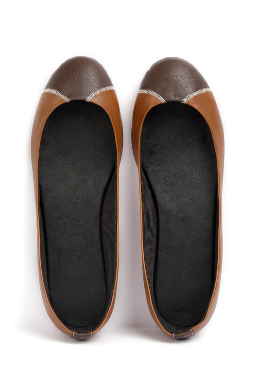 Chocolate Brown Cruelty Free Leather Flat Ballerinas サイズ EU36