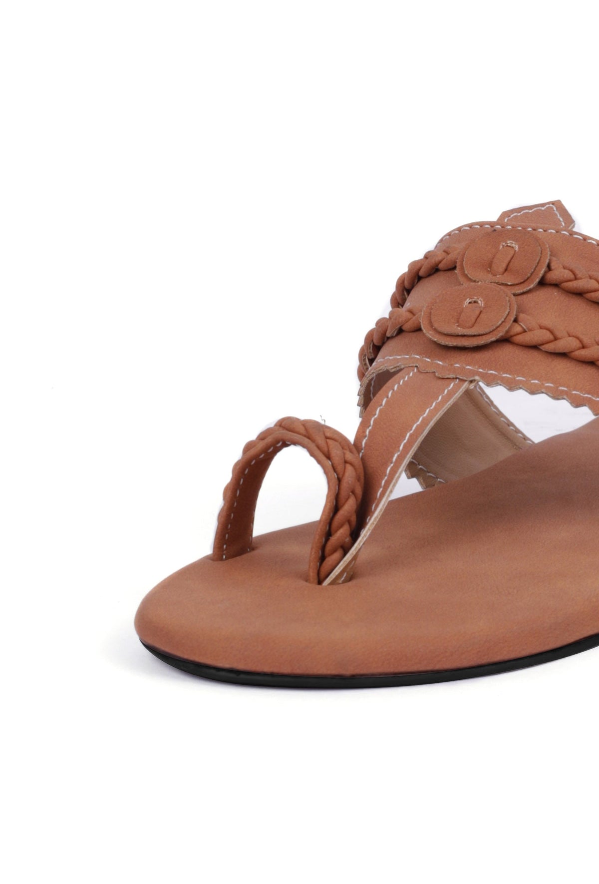 Tan Brown Cruelty Free Leather Inspired Kolhapuri サイズ EU35