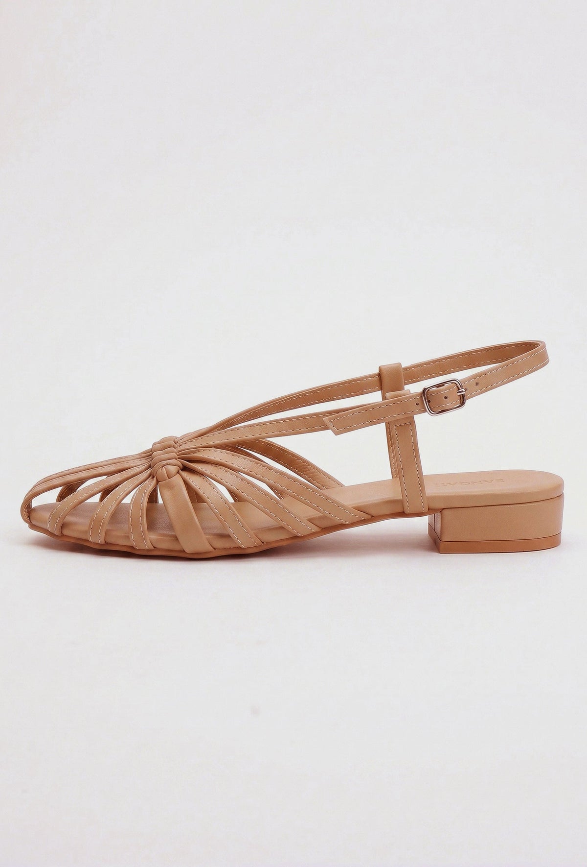 Cream Multi-Strap Knotted Slingback Flat Sandals サイズ EU41