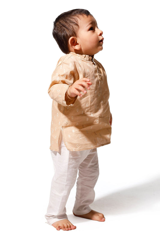 Tortilla Beige Cotton Kurta Pyjama Set サイズ 3〜6か月