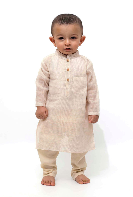 Set of 2: Silver Stripe Malmal Kurta Pyjama サイズ 6〜9か月