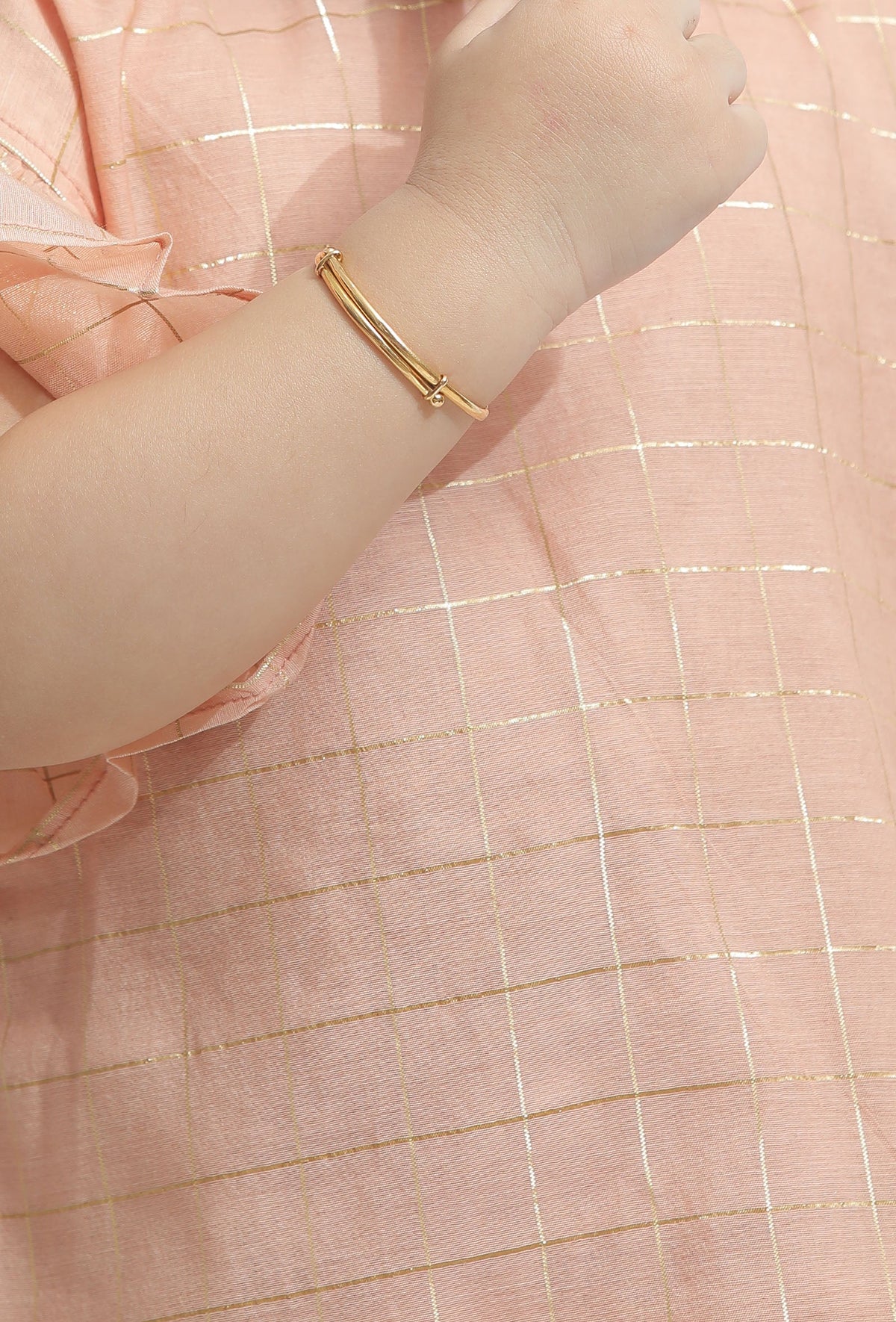 Set of 2: Peach Chanderi Kurta with Pants サイズ 3〜4歳
