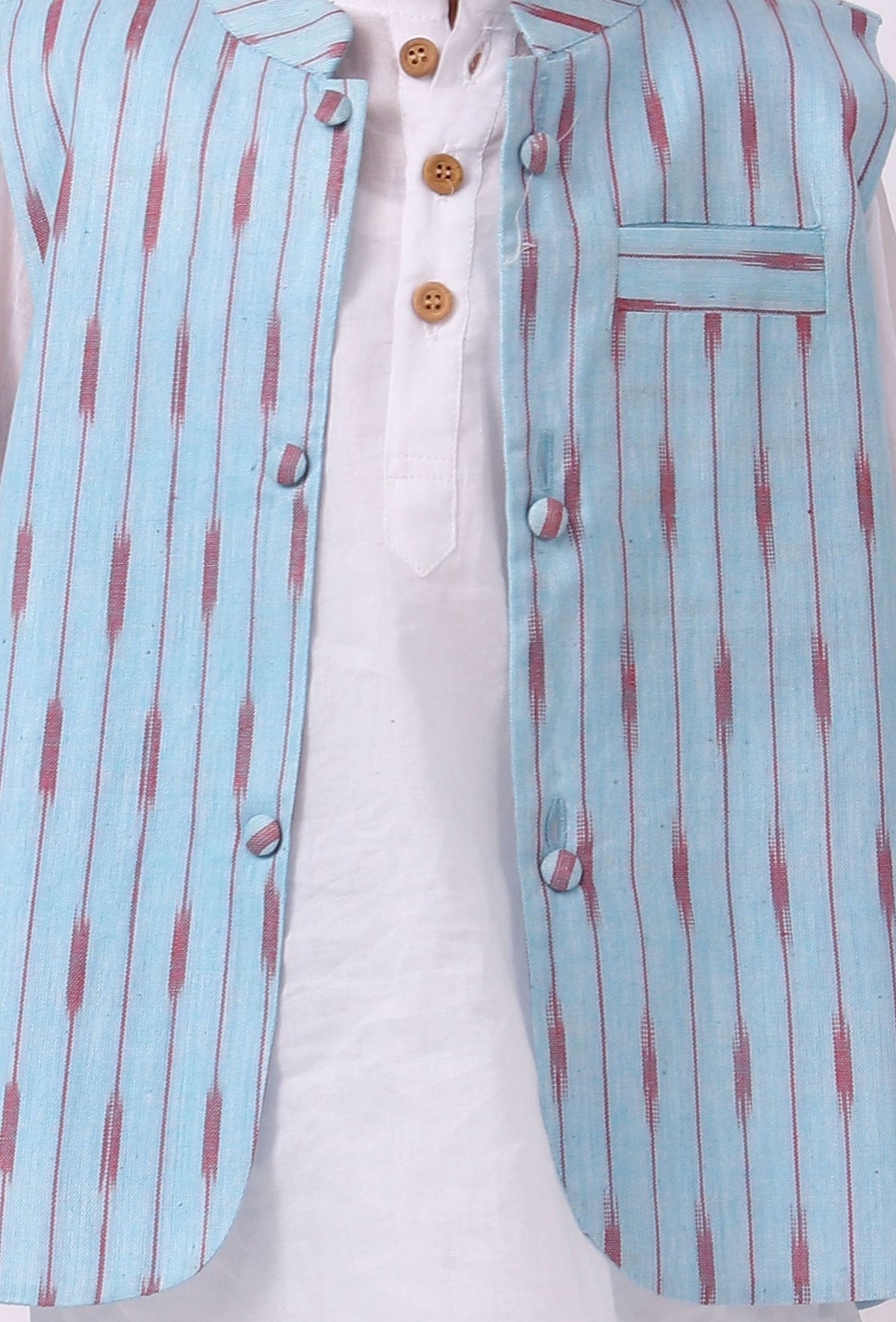Sky Blue Ikat Nehru Jacket サイズ 4〜5歳