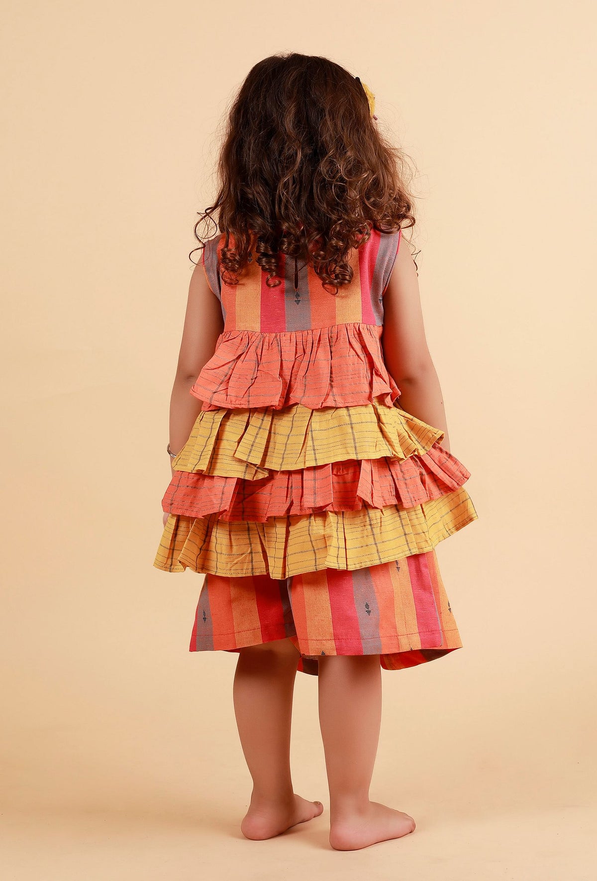 Set of 2: Orange Stripe Top with Orange and Multicolor Stripe Skirt サイズ 1〜2歳