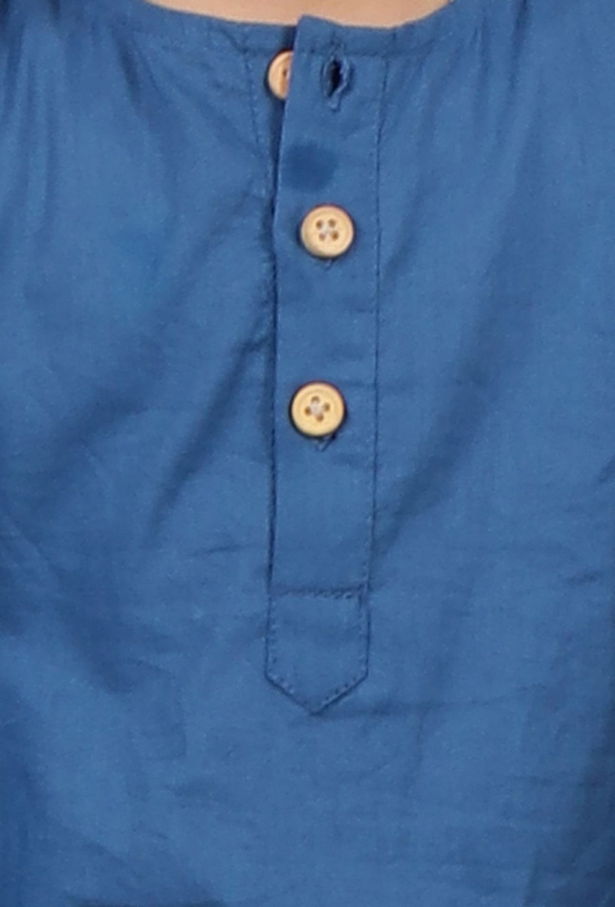 Set of 3: Duke Blue Cotton Kurta, Pyjama & Black Kalamkari Nehru Jacket サイズ 3〜6か月