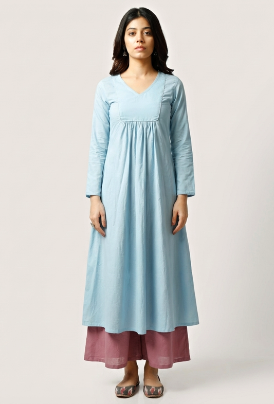 Baby Blue Cotton Kurta サイズ M