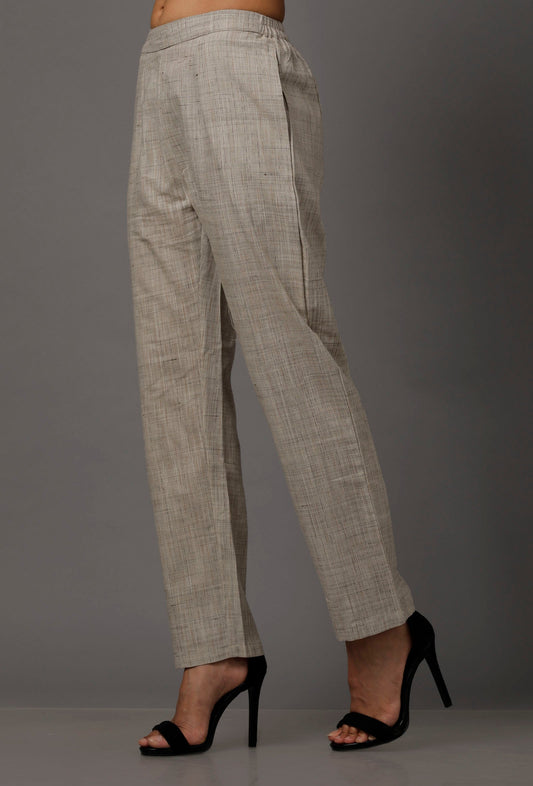 Grey Pure Woven Cotton Pants サイズ S