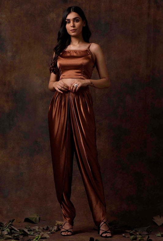 Russet Brown Satin Slip Blouse サイズ S