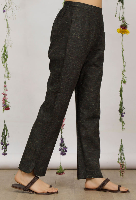 Dark Olive Straight Cotton Khadi Pants サイズ M