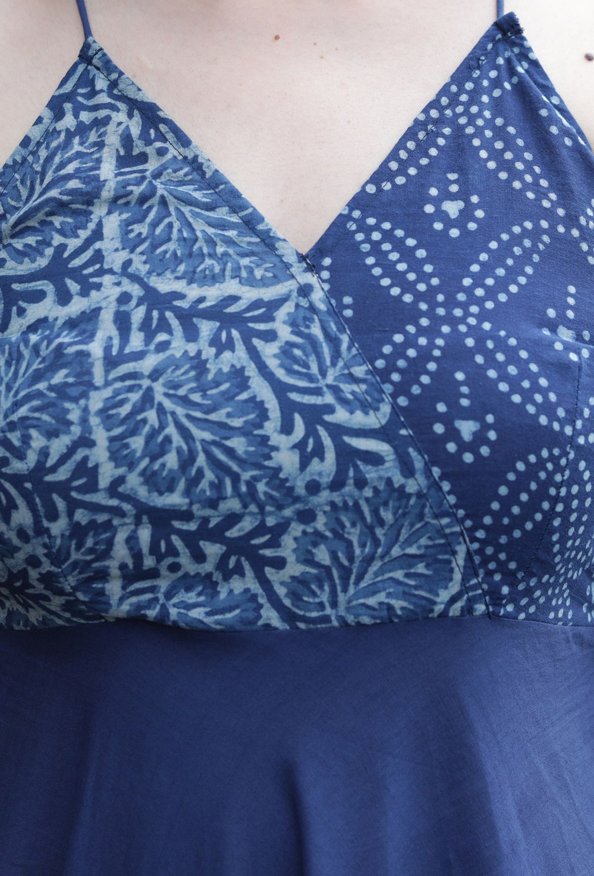 Indigo Printed Angrakha Style Flared Kurta サイズ XXXL