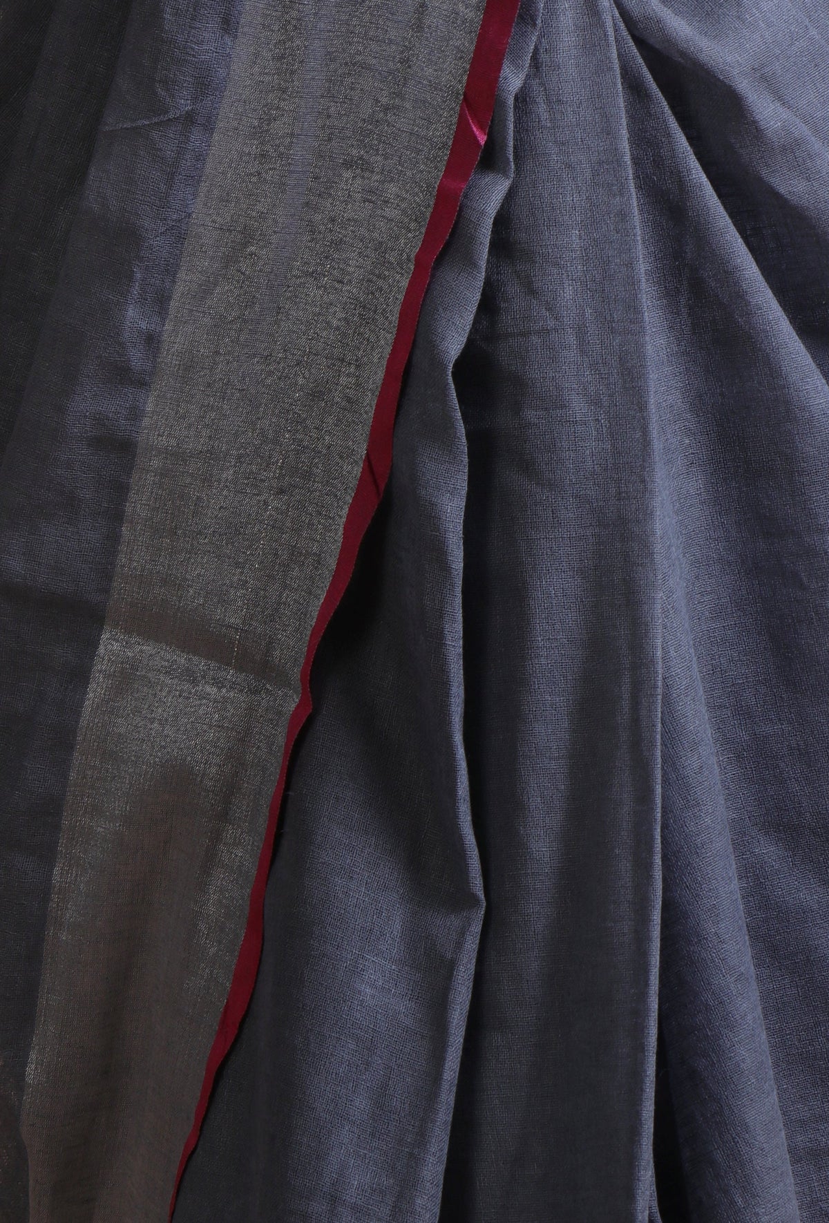 Charcoal Grey & Deep Pink Cotton Linen Saree With Unstitched Blouse