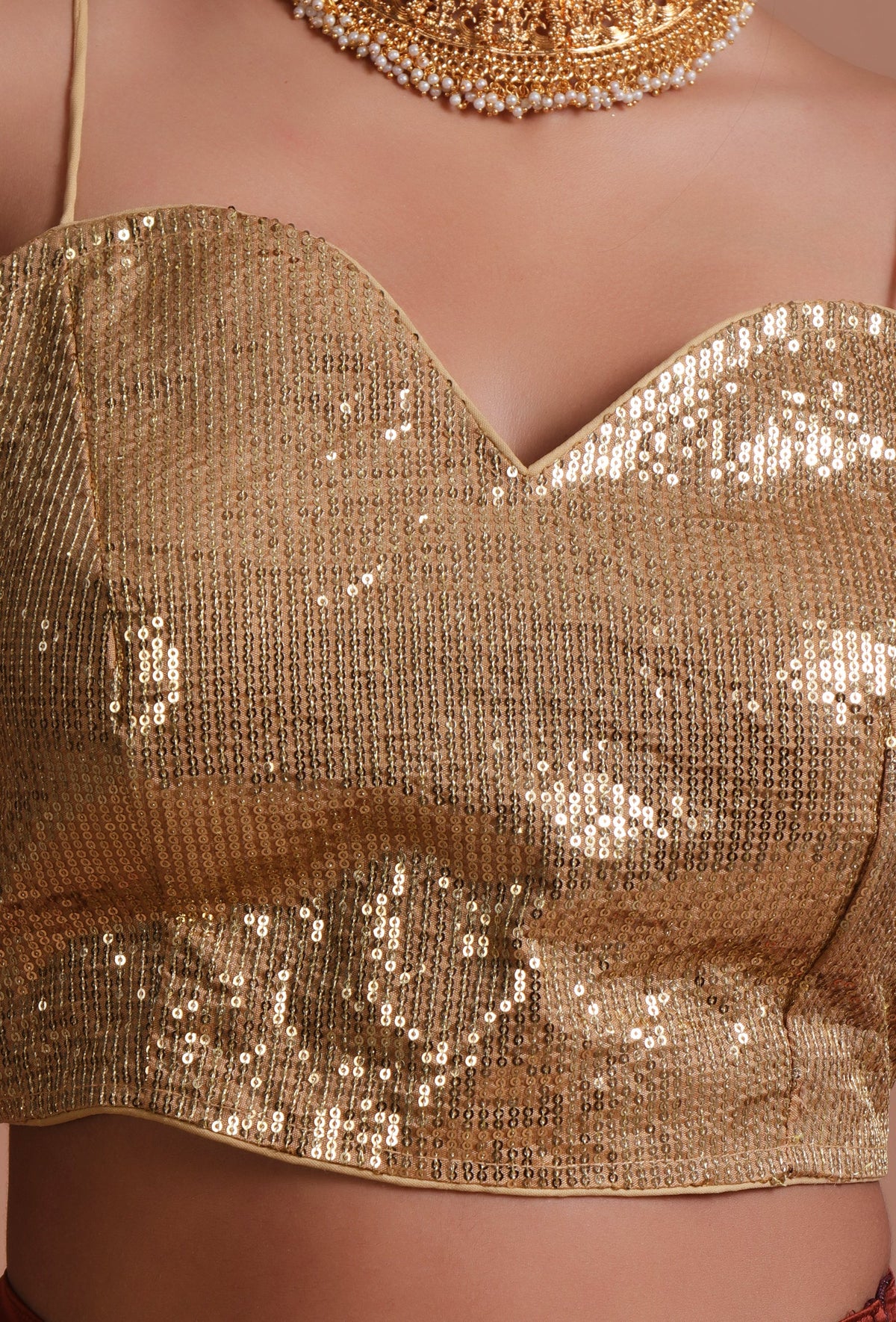 Golden Color Raw Silk Sitara Work Blouse サイズ S