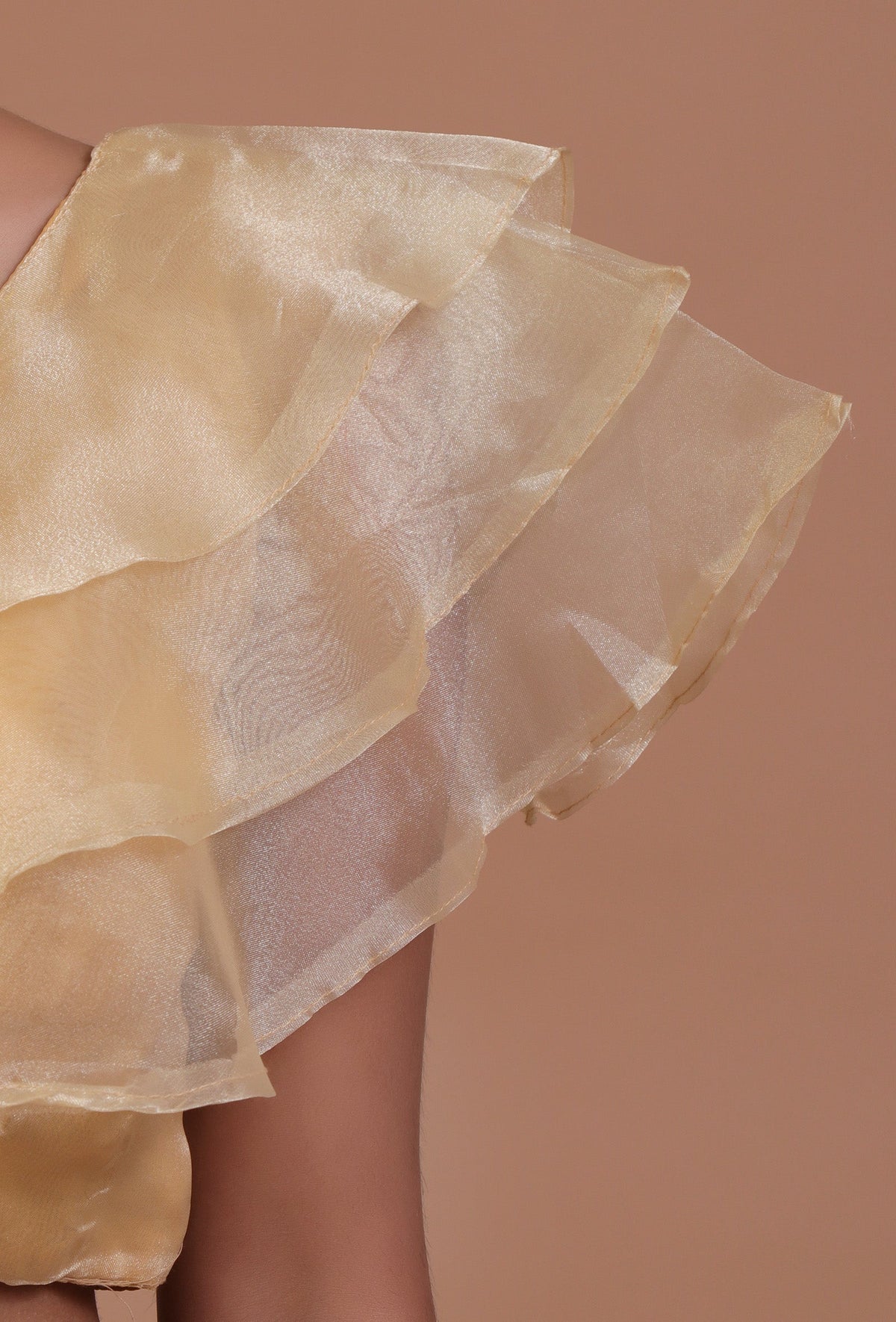 Golden Color Organza Plain Blouse サイズ S