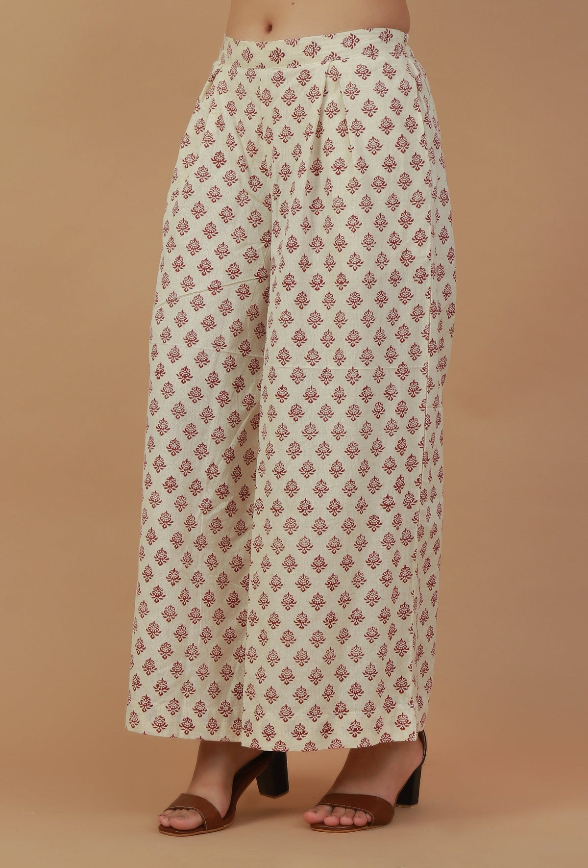 Off-White Block Printed Cotton Palazzo Pants サイズ M