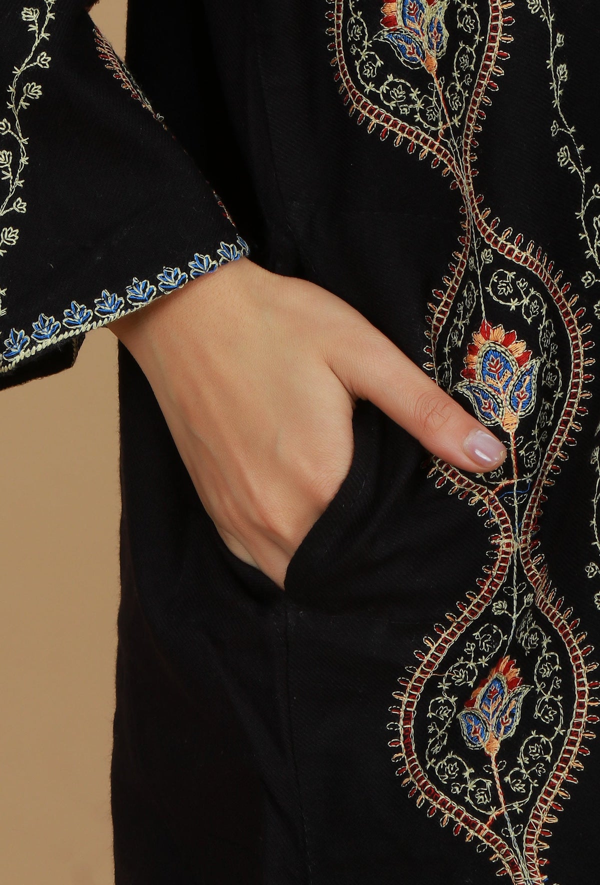 Black Kashmiri Embroidered Phiran