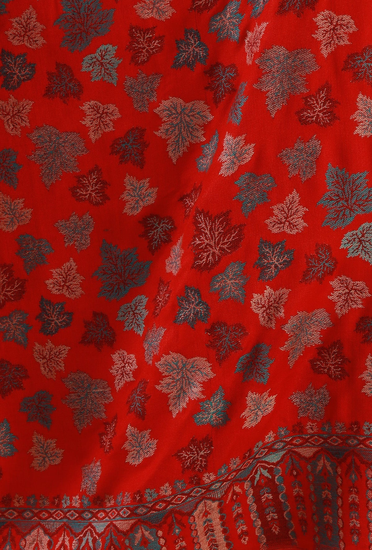 Kashmiri Red Chinar Kani Woollen Shawl