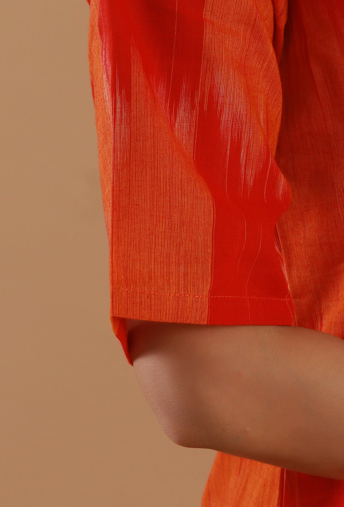Orange Ikat Cotton Straight Kurta サイズ XS