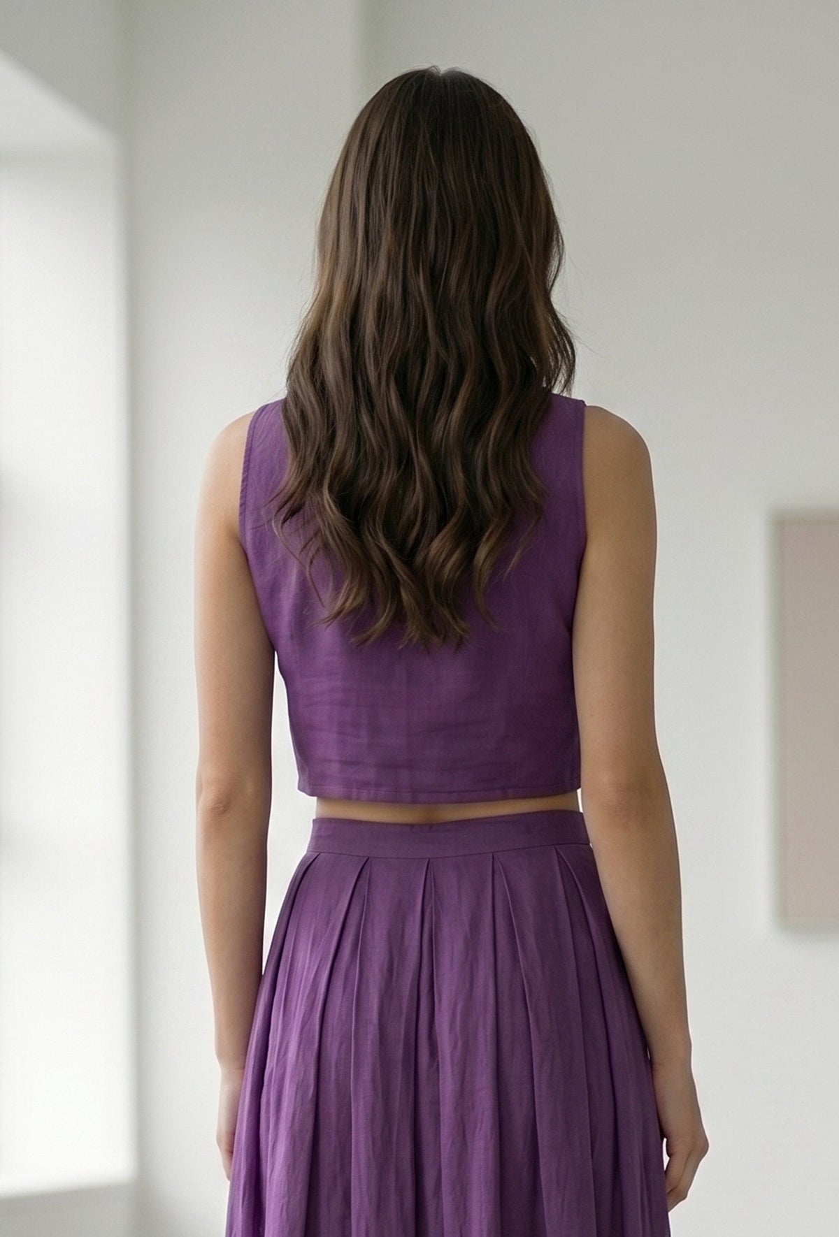 Purple V-Neck Crop Top サイズ M