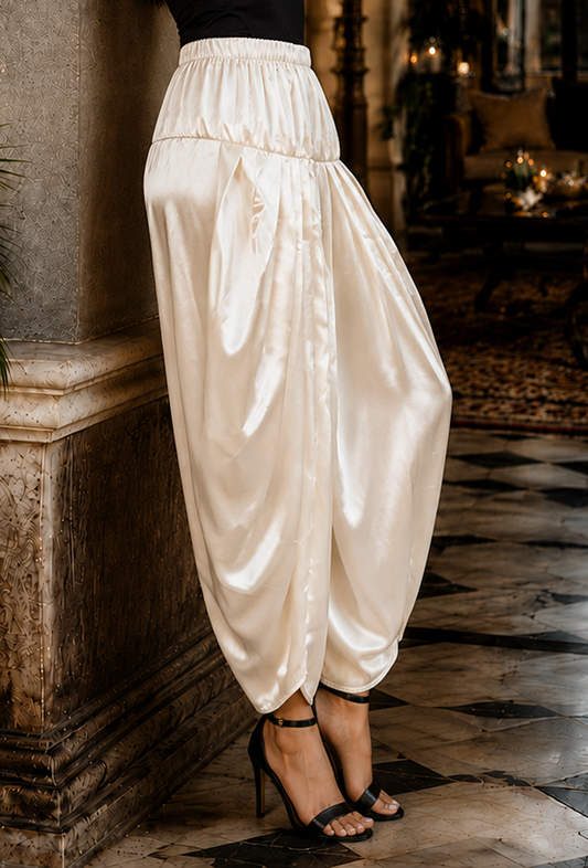 Ivory Satin Dhoti Pant サイズ M