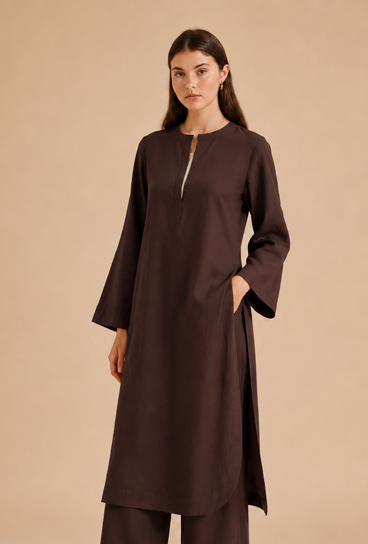 Brown Cotton Straight Kurta サイズ M