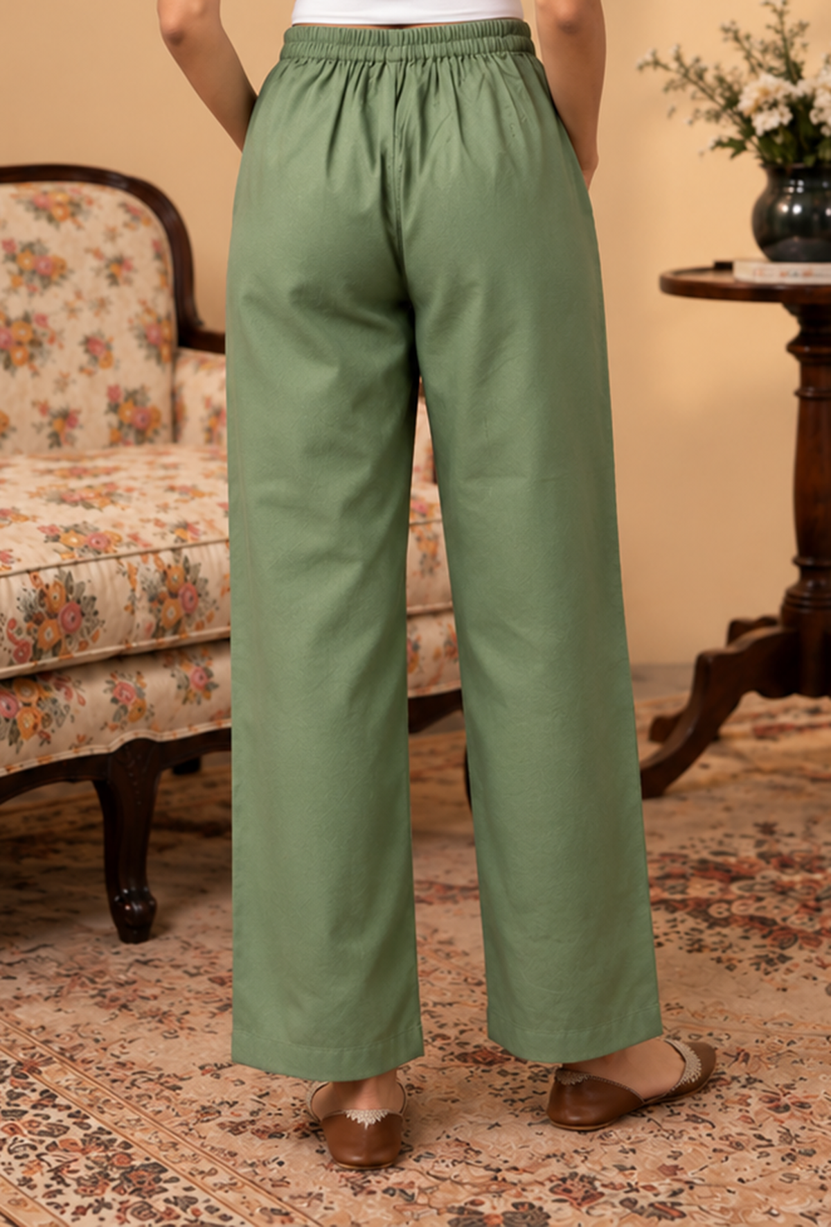 Sage Green Cashmilon Straight Pants サイズ M