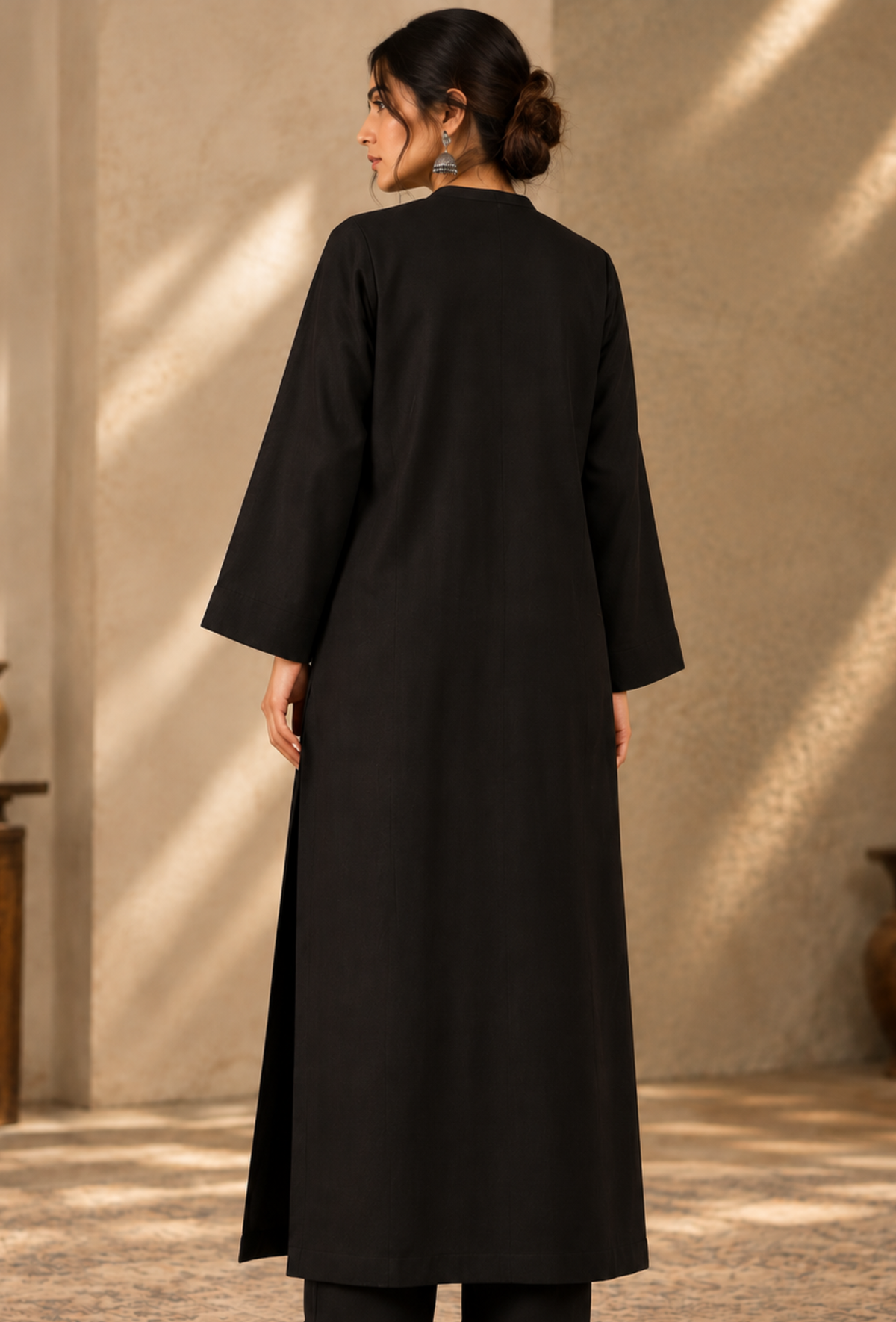 Black Cashmilon Phiran with Kutch Embroidered Lace サイズ フリーサイズ