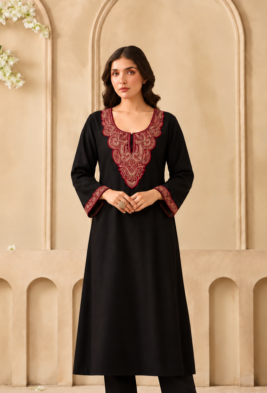 Midnight Kashmiri Cashmilon Embroidered Lace Phiran サイズ フリーサイズ