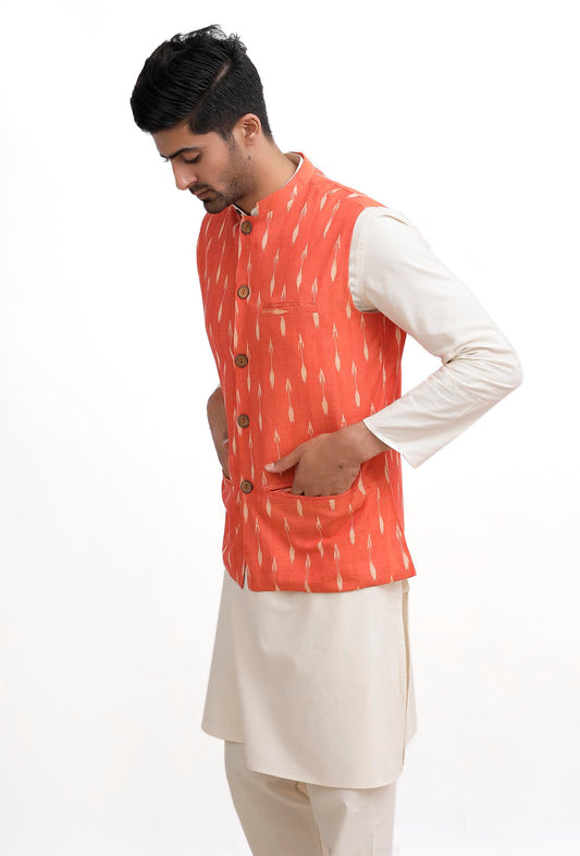 Coral Ikat Nehru Jacket サイズ 40