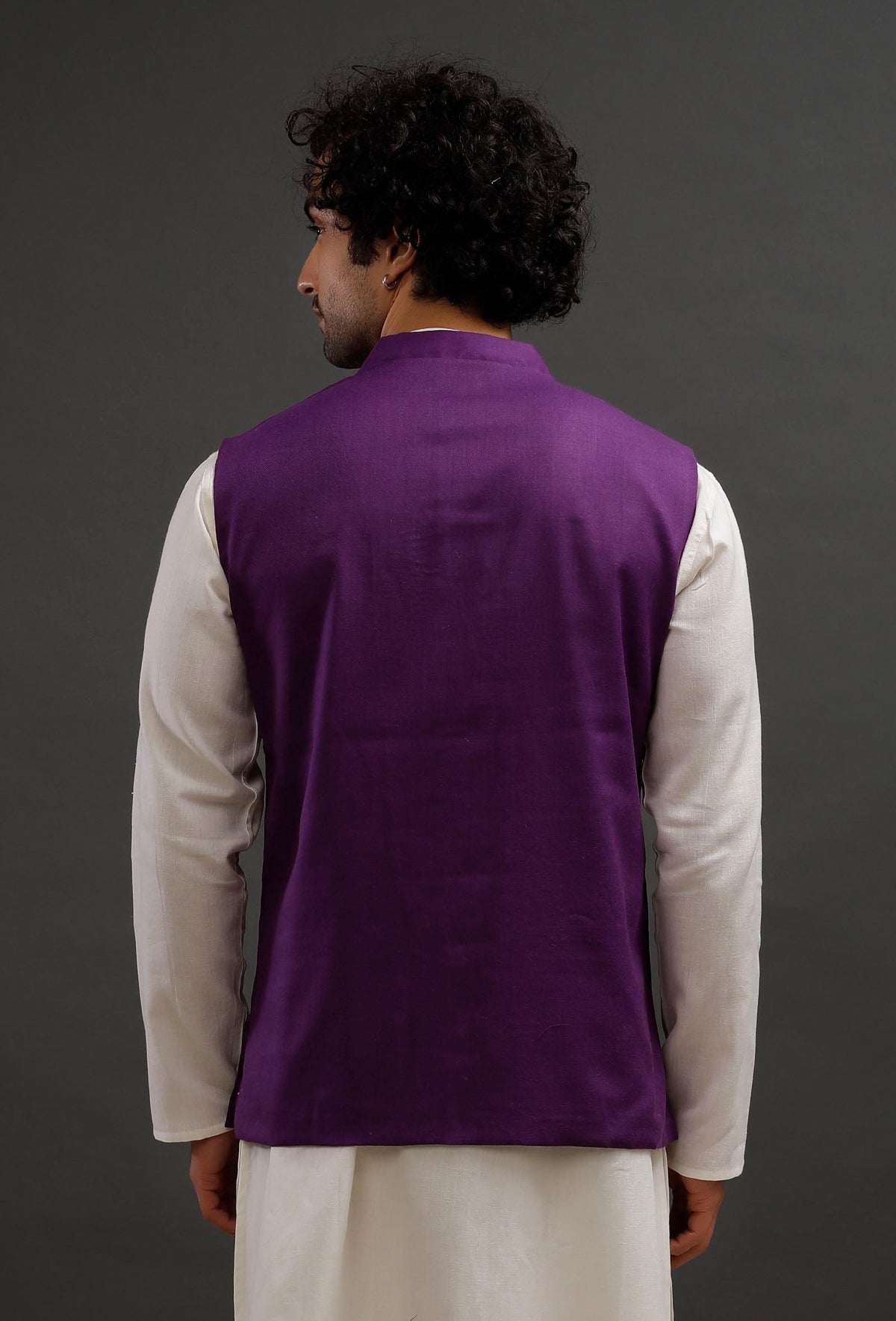 Purple Woollen Blend Nehru Jacket サイズ 40