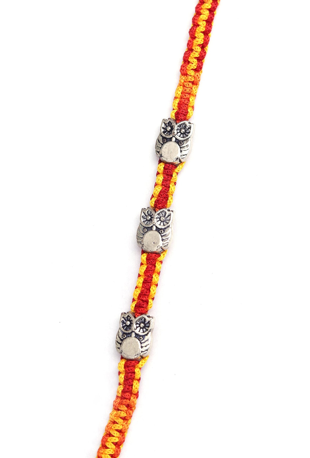 Handcrafted German Silver Owl Shape Rakhi