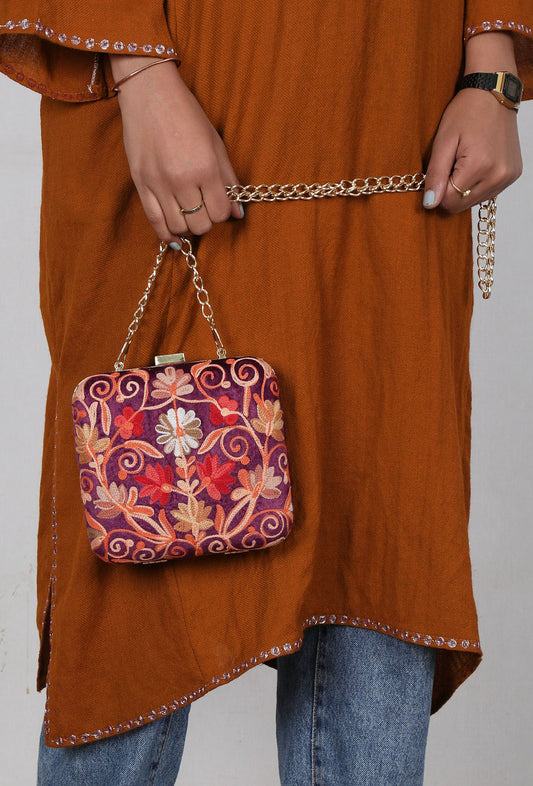 Purple Velvety Box Clutch