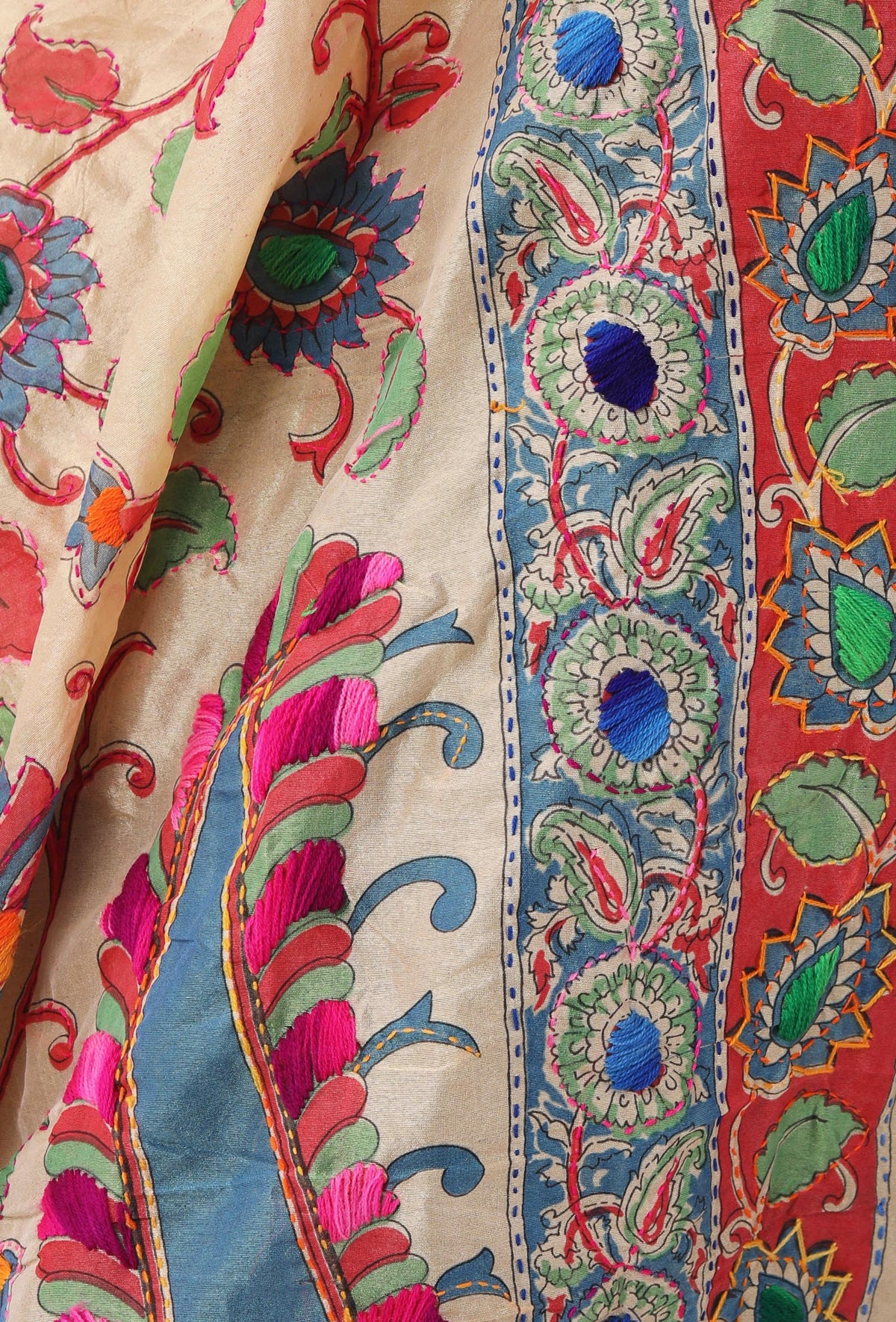 Tanvi Hand Embroidered Kantha Silk Dupatta