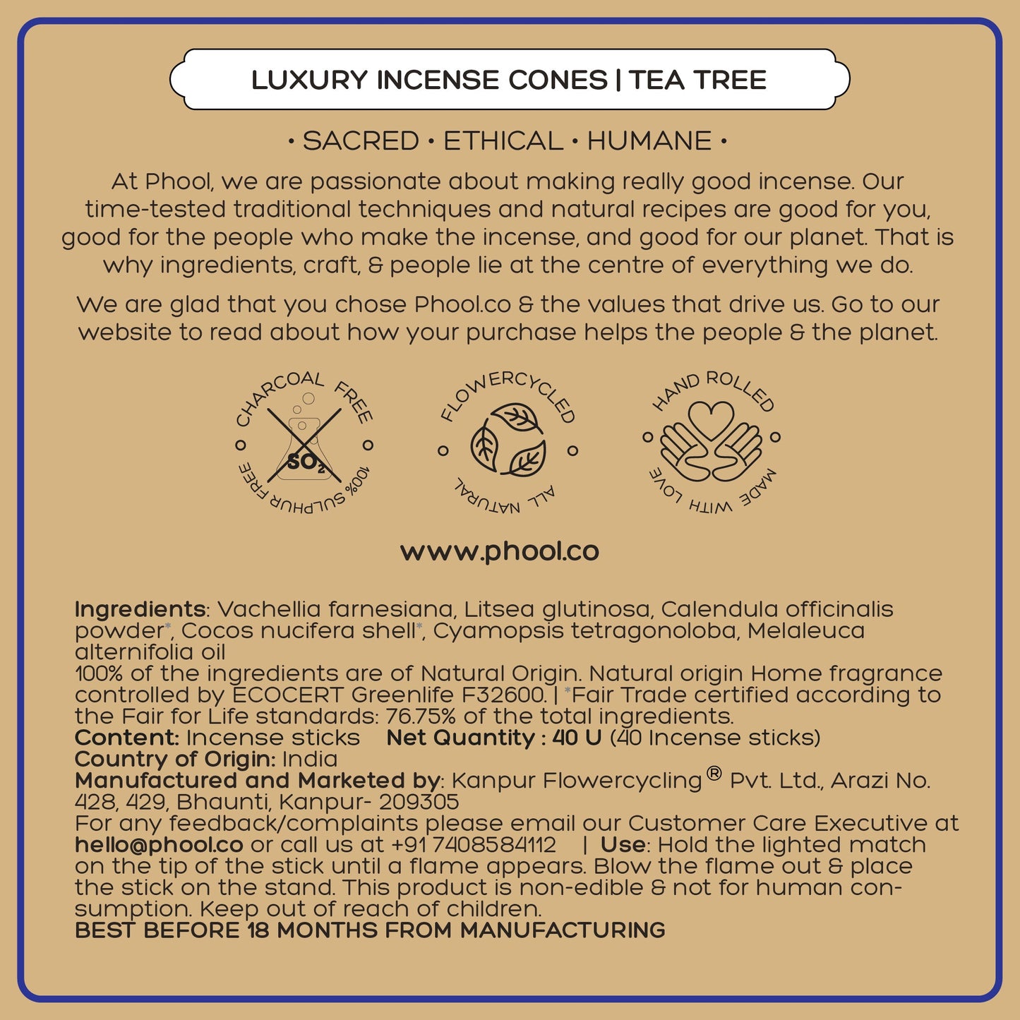 Natural Incense Cones – Tea Tree