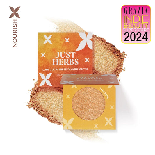 【Just Herbs】 Lumi-glow Pressed Highlighter with Shea Butter and Amla|ルミグロウ プレストハイライター シアバター&アムラ|The Moon(ザ・ムーン)