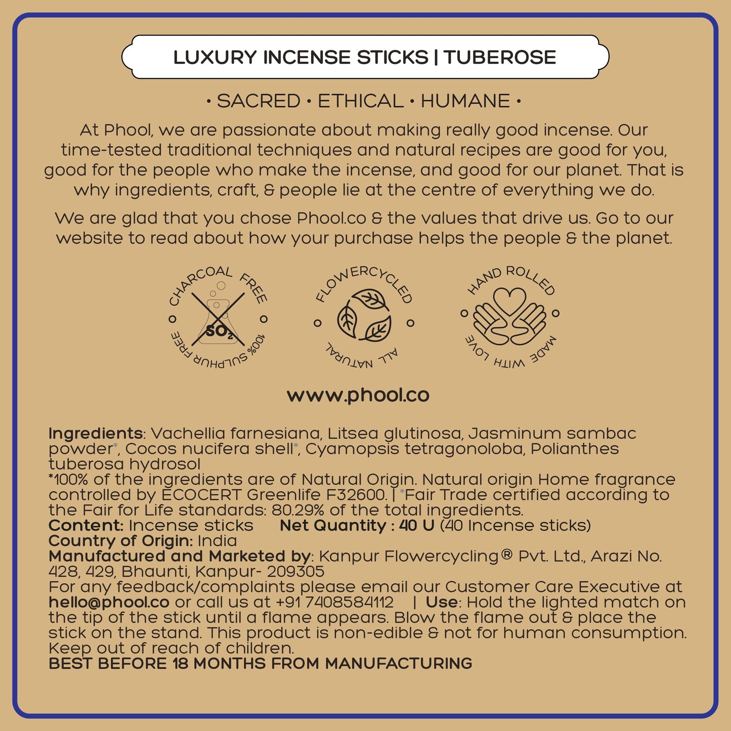 Natural Incense Sticks - Tuberose