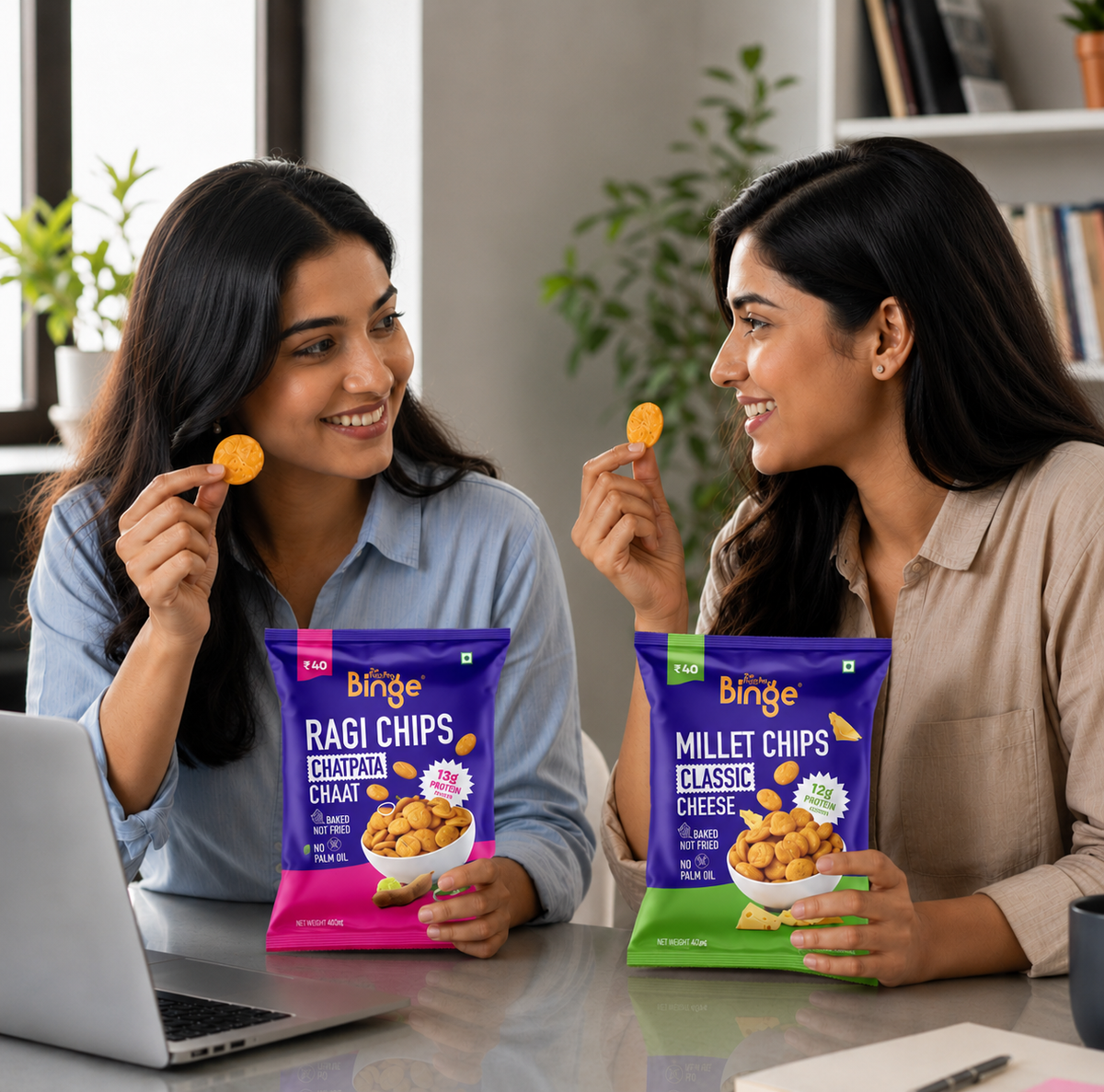 【The Healthy Binge】 Ragi Chips Chatpata Chaat|チャトパタチャート ラギチップス|40g×14袋