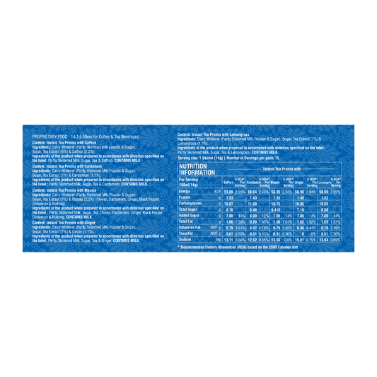 Instant Tea Premix Variety Pack 15 Sachets