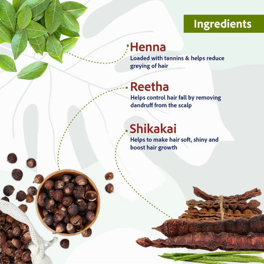Henna Shikakai Shampoo Sachet -For Silky Smooth & Conditioned Hair, 5 ml | Pack Of 5 5mlx5