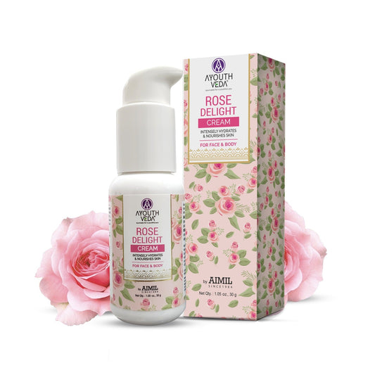 Rose Delight Face Cream for Women & Men | With Real Rose Extracts & Sunflower Oil | Natural Moisturizer for Hydrated & Nourished Skin | For All Skin Types (30g) 30g