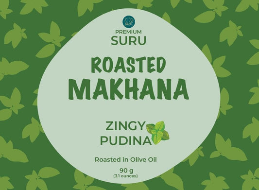 【SURU】 Zingy Pudina (Mint) Roasted Makhana|ジンギープディナ(ミント) ローストマカナ(ハスの実)|90g
