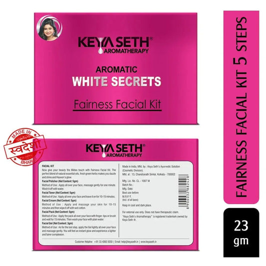 Aromatic White Secrets (Fairness Facial Kit) with Pure Essential oils & Fresh Green Herbs -Instant White, Bright, Shine & Youthful Glow Skin 23g