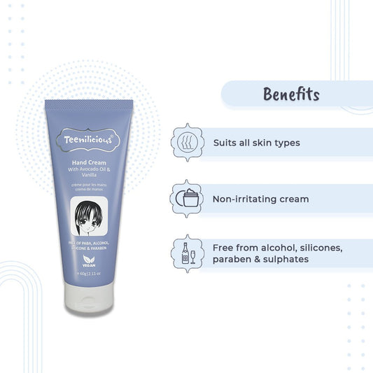 Teenilicious Hand Cream With Avocado Oil & Vanilla - Hand Cream For Dry Hands