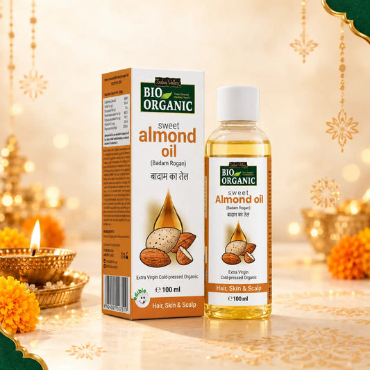 【Indus Valley】 Bio Organic Sweet Almond Oil for Hair and Skin|ビオ オーガニック スイートアーモンドオイル ヘア&スキン用|100ml