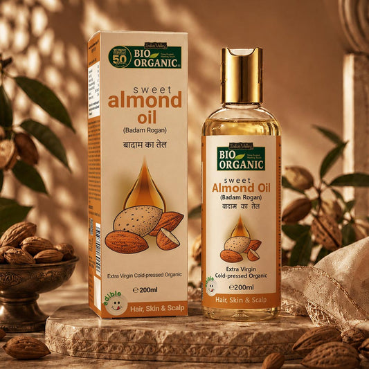 【Indus Valley】 Bio Organic Sweet Almond Oil for Hair and Skin|ビオ オーガニック スイートアーモンドオイル ヘア&スキン用|200ml