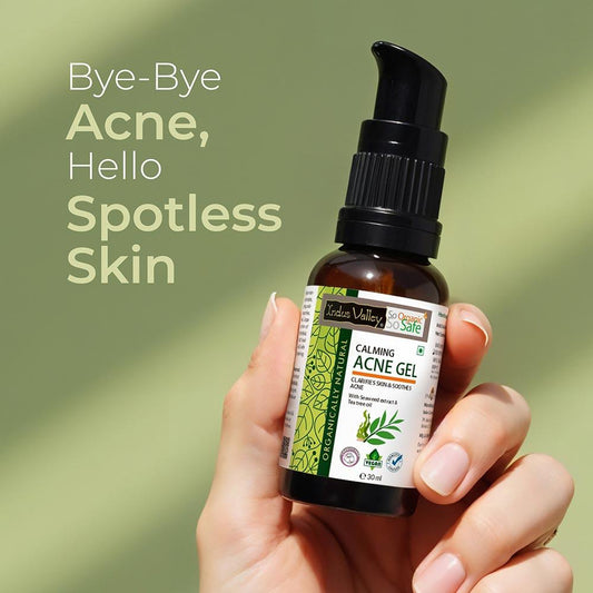【Indus Valley】 Calming Acne Gel Clarifies Skin & Soothes Acne With Seaweed Extract & Tea Tree Oil - 30ml.|カーミング アクネジェル シーウィードエキス&ティーツリーオイル配合|30ml|4個セット