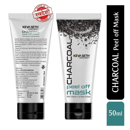 Charcoal Peel Off Mask-Blackhead & Dead Skin Removal, Tightens Pores, Deeply Cleanses with Vitamin C, Rose Extract & Activated Charcoal 50ml