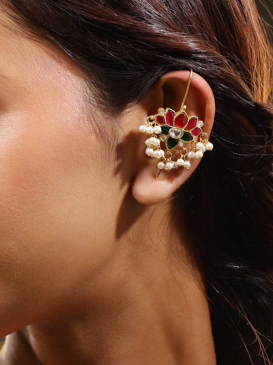 Chic Lotus Motif Ear Cuffs フリーサイズ